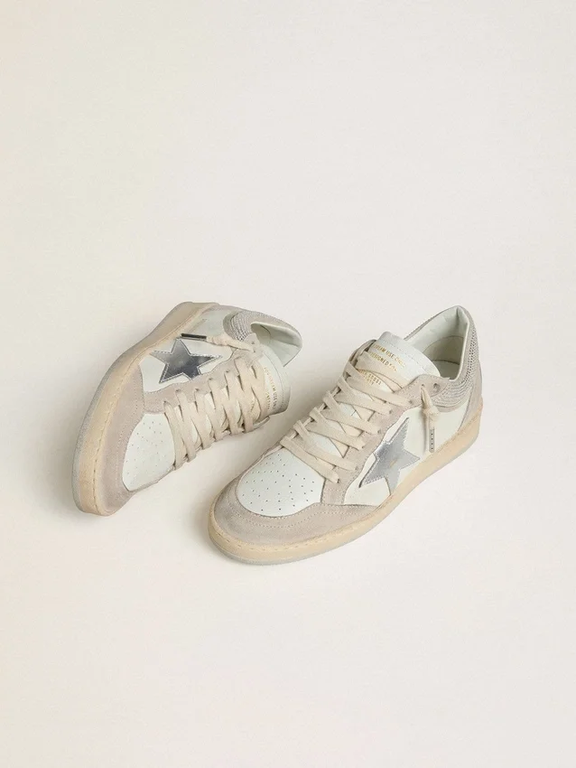 Damenmodell „Ball Star LTD“ aus Nappaleder und Wildleder mit silbernem Lederstern und Swarovski-Kristallen