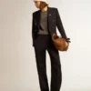 Dunkelblauer Zweireiher-Blazer für Damen