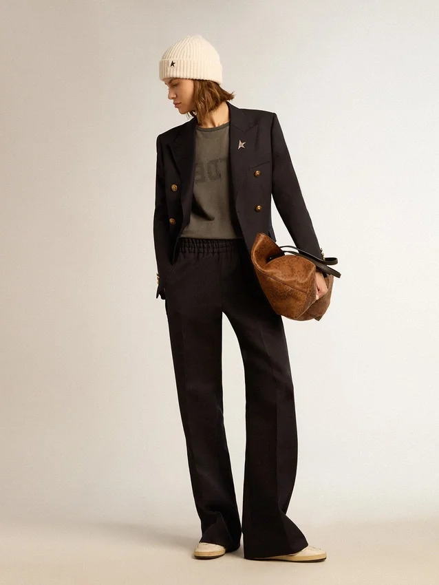 Dunkelblauer Zweireiher-Blazer für Damen