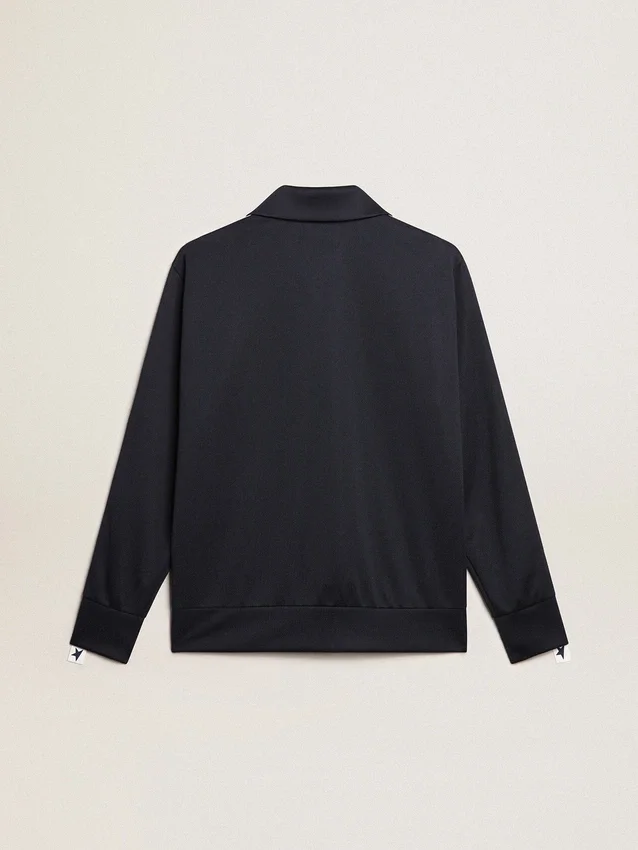 Dunkelblaues Sweatshirt mit weißem Streifen und kontrastierenden blauen Sternen