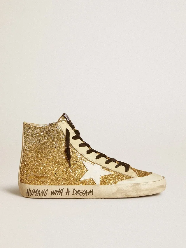 Francy Penstar in Goldglitzer mit weißem Lederstern