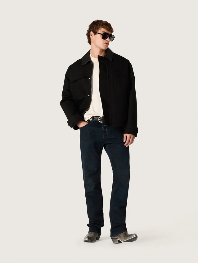 Slim-Fit-Herrenjeans aus dunklem Indigo-Stretch-Denim