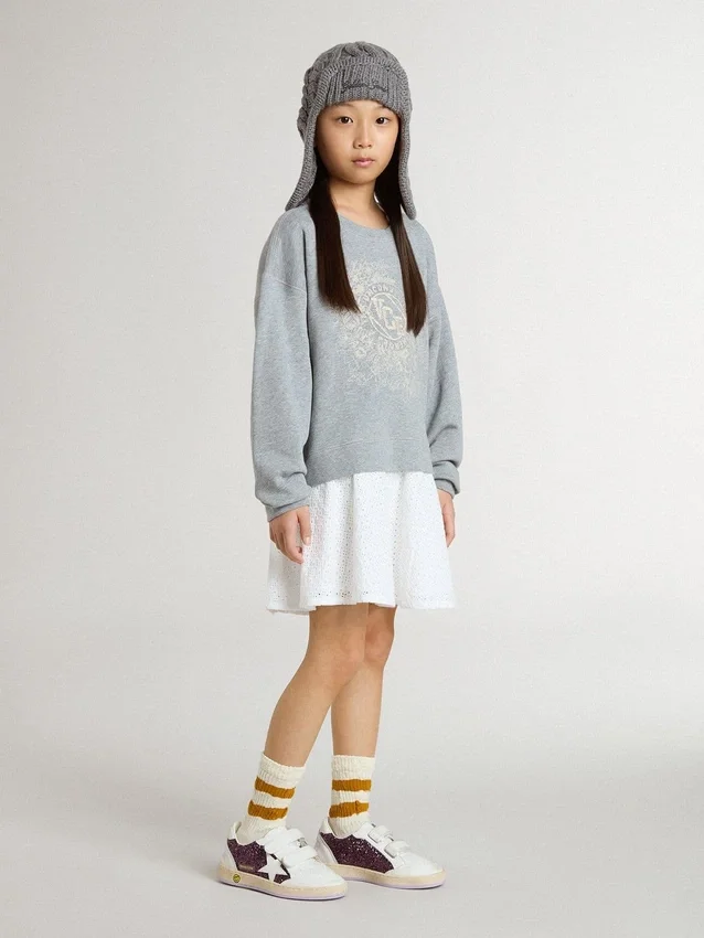 Grau-weißes Minikleid für Mädchen