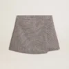 Graue Mini-Shorts für Damen aus Wolle mit Hahnentrittmuster