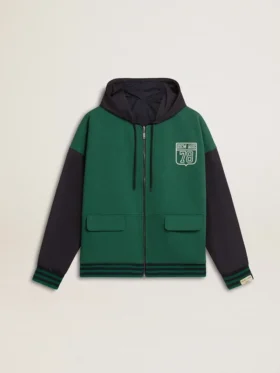 Grün-blaues Wende-Kapuzensweatshirt für Herren