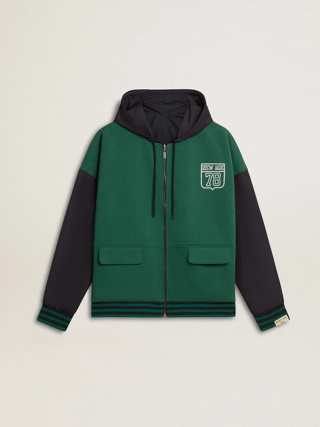 Grün-blaues Wende-Kapuzensweatshirt für Herren