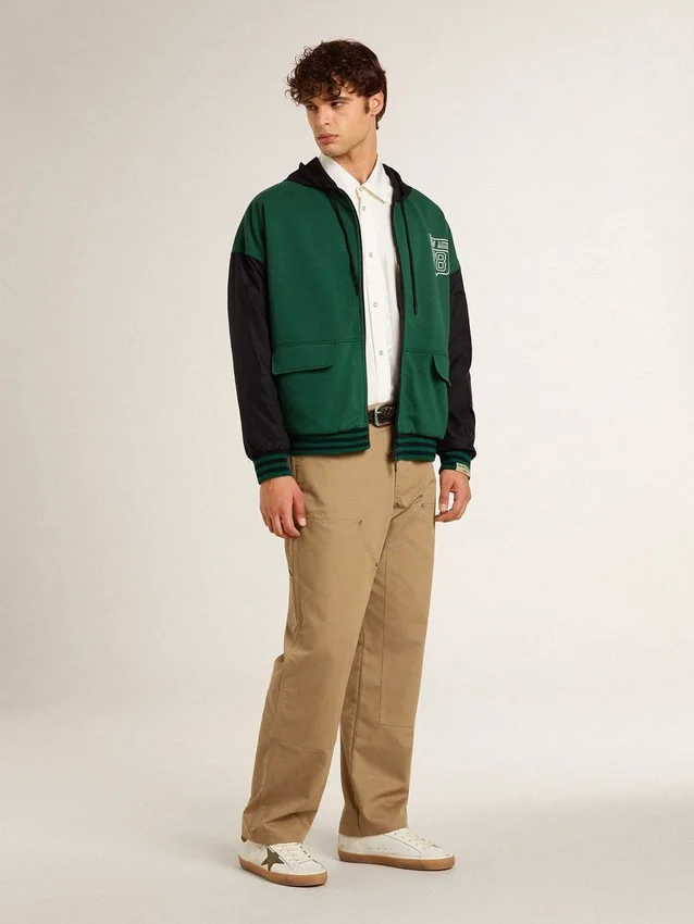 Grün-blaues Wende-Kapuzensweatshirt für Herren