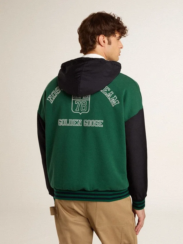 Grün-blaues Wende-Kapuzensweatshirt für Herren