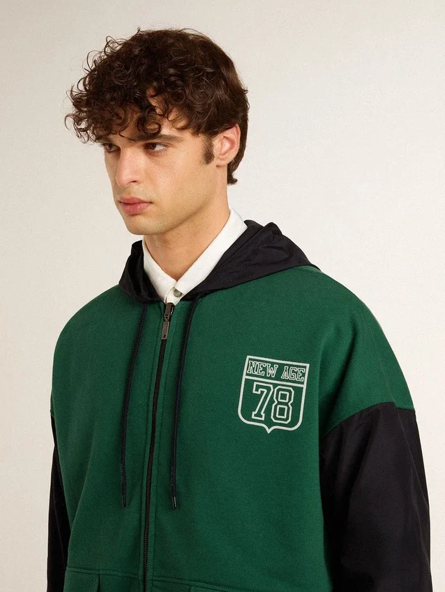 Grün-blaues Wende-Kapuzensweatshirt für Herren