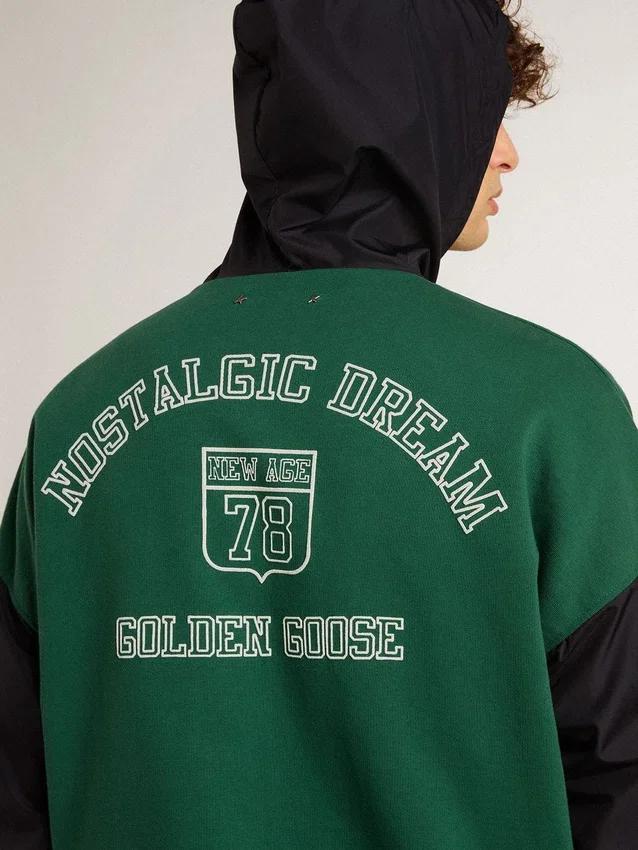 Grün-blaues Wende-Kapuzensweatshirt für Herren
