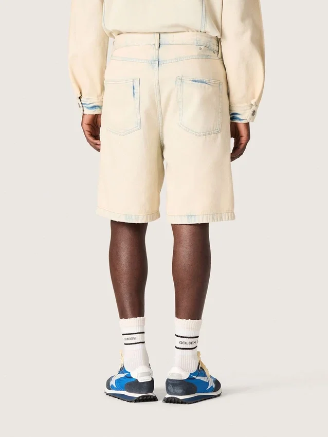 Herren-Bermudashorts aus hellem, sandfarbenem Denim