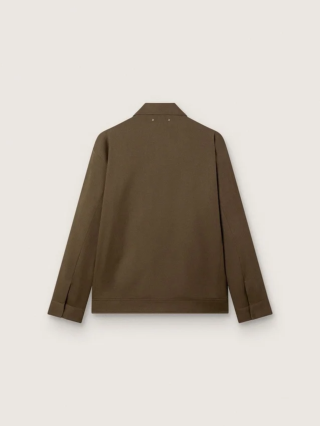 Herren-Coach-Jacke aus Wollgabardine mit Stickerei