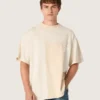 Herren-Hemd aus Baumwolljersey mit weiß-beigem Patchwork-Effekt