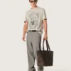 Herren-Hemd aus grau meliertem Jersey mit Vintage-Print