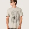 Herren-Hemd aus grau meliertem Jersey mit Vintage-Print