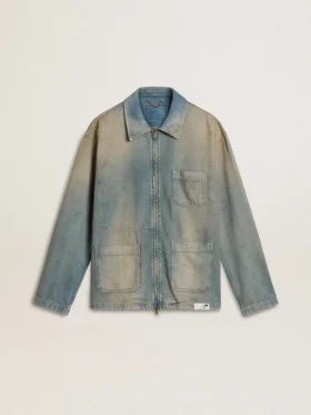 Herren-Jeansjacke im Distressed-Look mit Reißverschluss