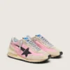 Herren-Marathon aus rosa Nylon und goldenem Wildleder mit schwarz aufgedrucktem Stern