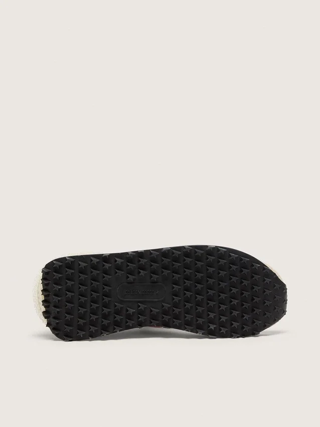 Herren-Marathon aus rosa Nylon und goldenem Wildleder mit schwarz aufgedrucktem Stern
