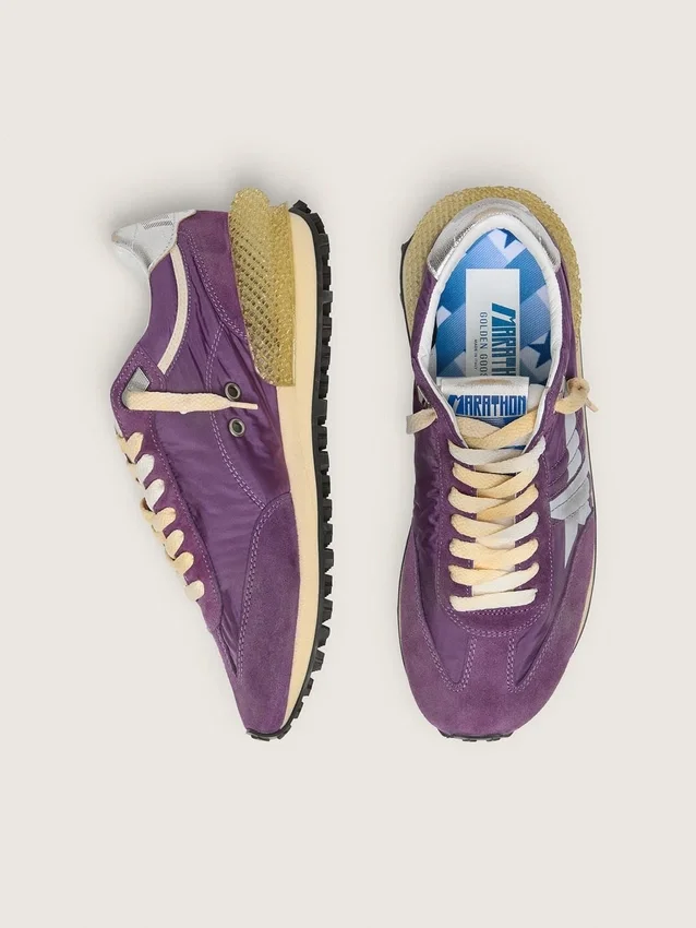Damen-Marathon mit violettem Nylon-Obermaterial und weißem Stern