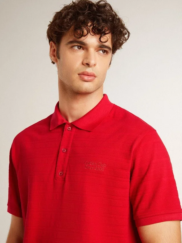Herren-Poloshirt aus rotem Baumwoll-Piqué