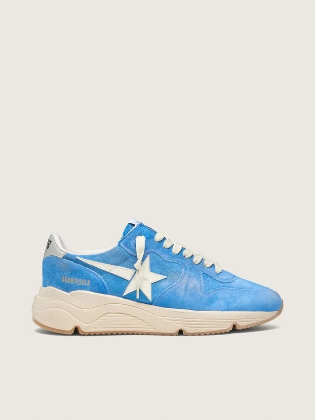 Herren-Running Sole aus hellblauem Wildleder mit weißem Stern