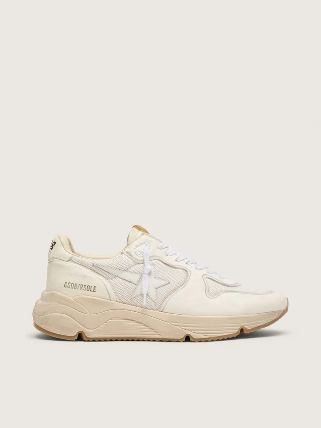 Herren-Running Sole aus Mesh und weißem Nappa