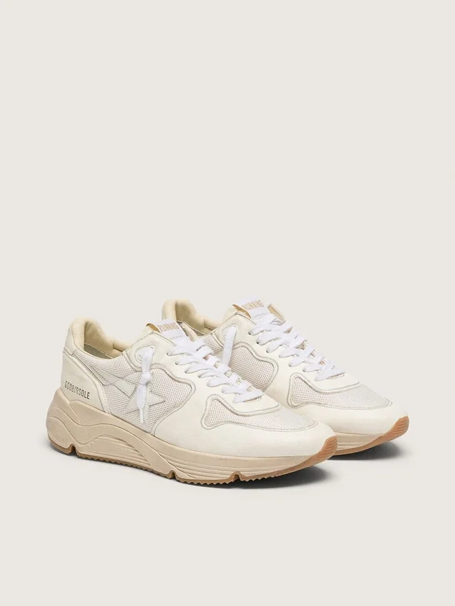Herren-Running Sole aus Mesh und weißem Nappa