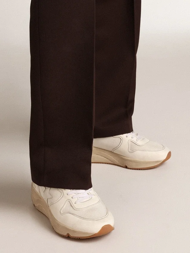 Herren-Running Sole aus Mesh und weißem Nappa