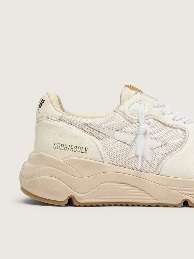 Herren-Running Sole aus Mesh und weißem Nappa