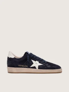 Herren-Sneaker „Ball Star“ aus dunkelblauem Wildleder mit weißem Lederstern