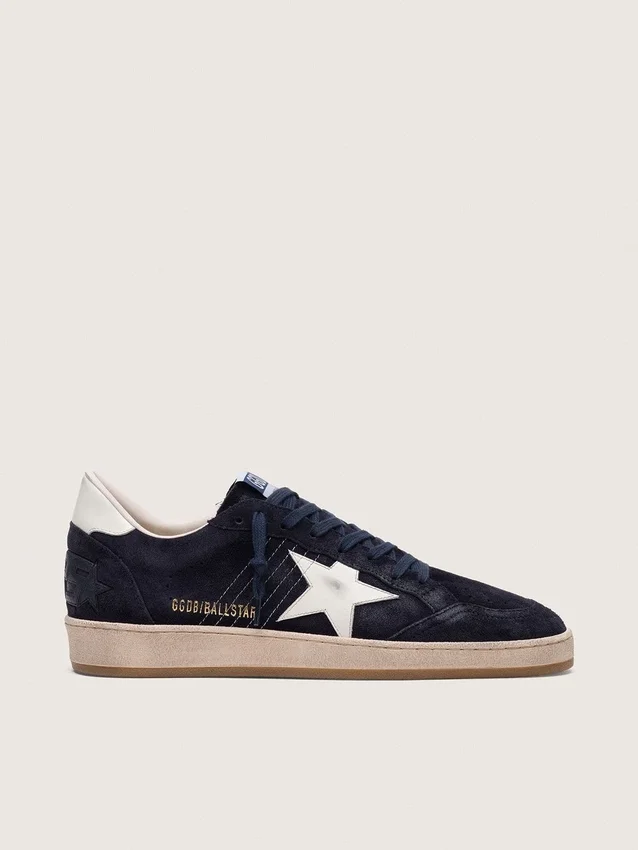 Herren-Sneaker „Ball Star“ aus dunkelblauem Wildleder mit weißem Lederstern