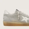 Herren-Sneaker „Ball Star“ aus hellgrauem Wildleder mit weißem Lederstern