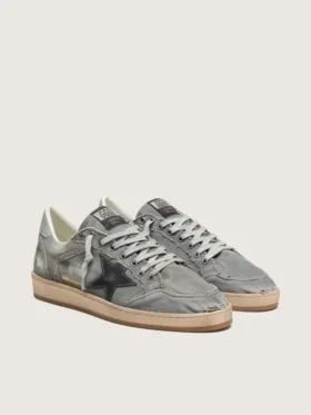Herren-Sneaker „Ball Star LTD“ aus grauem Denim mit schwarzem Lederstern
