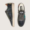 Herren-Sneaker „Ball Star LTD“ aus schwarzem Leder mit grün gesticktem Stern