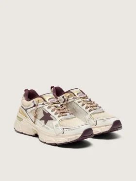 Herren-Sneaker „Lightstar CNY“ aus weißem Mesh und Leder mit weinrotem TPU-Stern