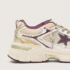 Herren-Sneaker „Lightstar CNY“ aus weißem Mesh und Leder mit weinrotem TPU-Stern