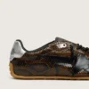 Herren-Sneaker „Marathon Speed“ aus Leder mit braunem Schlangenprint, schwarzem Stern und silberner Fersenlasche aus Leder