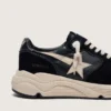 Herren-Sneaker mit Running Sole aus schwarzem Nappaleder und Wildleder mit weißem Stern