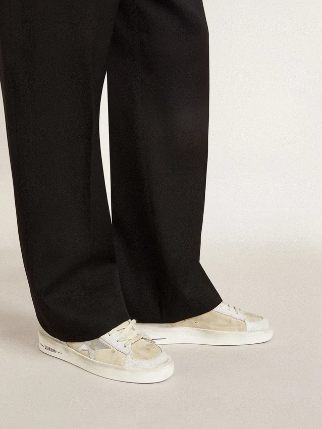 Herren-Stardan aus Nubuk- und Crackle-Leder mit silbernem Metallic-Lederstern