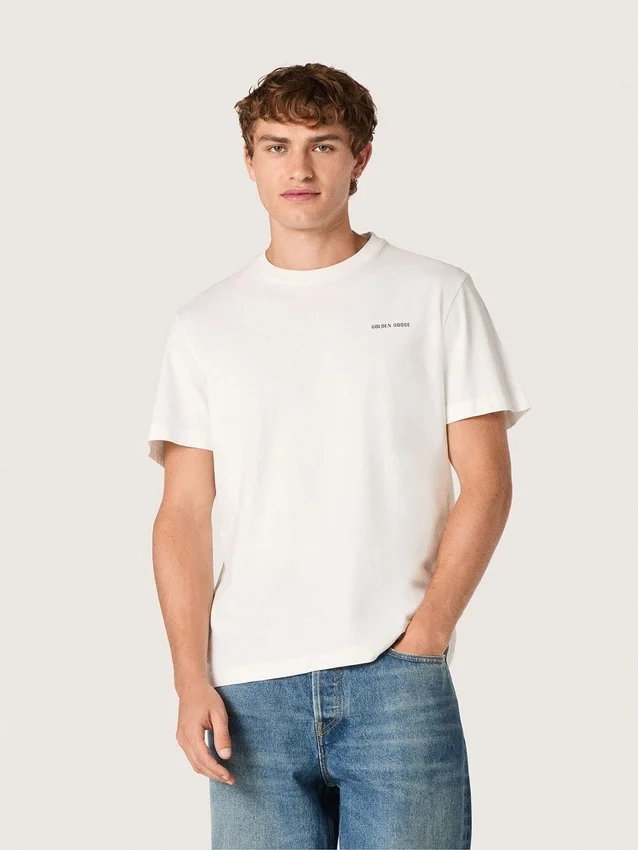 Herren-T-Shirt aus vintage-weißem Baumwolljersey