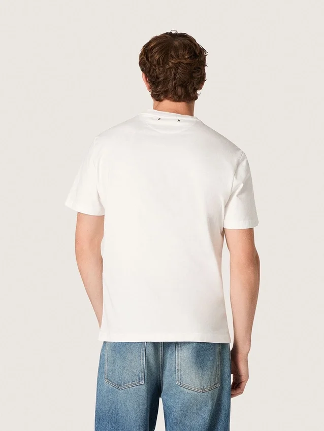 Herren-T-Shirt aus vintage-weißem Baumwolljersey