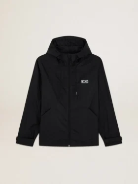 Herren-Windjacke mit kontrastierendem weißem Logo und Stern