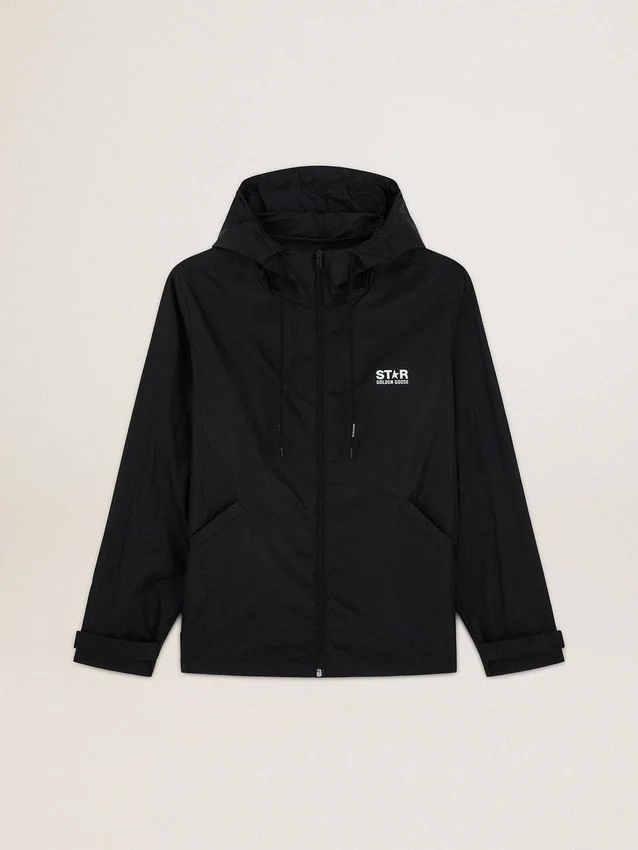 Herren-Windjacke mit kontrastierendem weißem Logo und Stern