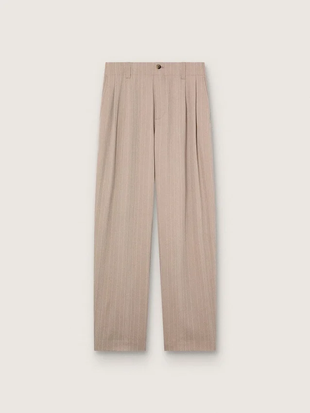 Herrenhose aus grauer Wollmischung mit Nadelstreifen-Motiv