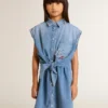 Jeanskleid für Mädchen mit Knoten vorne und Stickerei