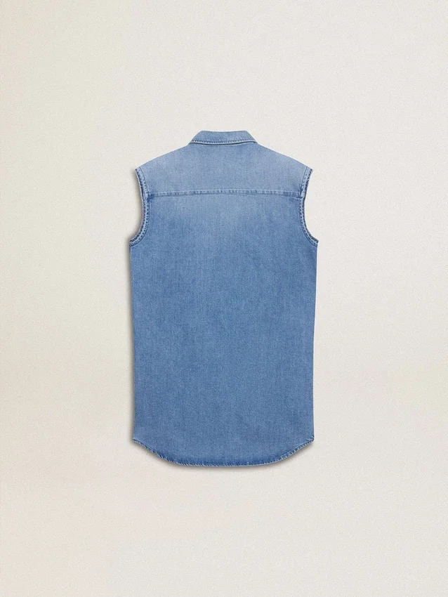Jeanskleid für Mädchen mit Knoten vorne und Stickerei