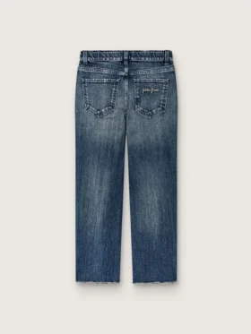 „Journey“-Bootcut-Jeans für Mädchen aus blauem Denim mit Strasssteinen im Farbverlauf