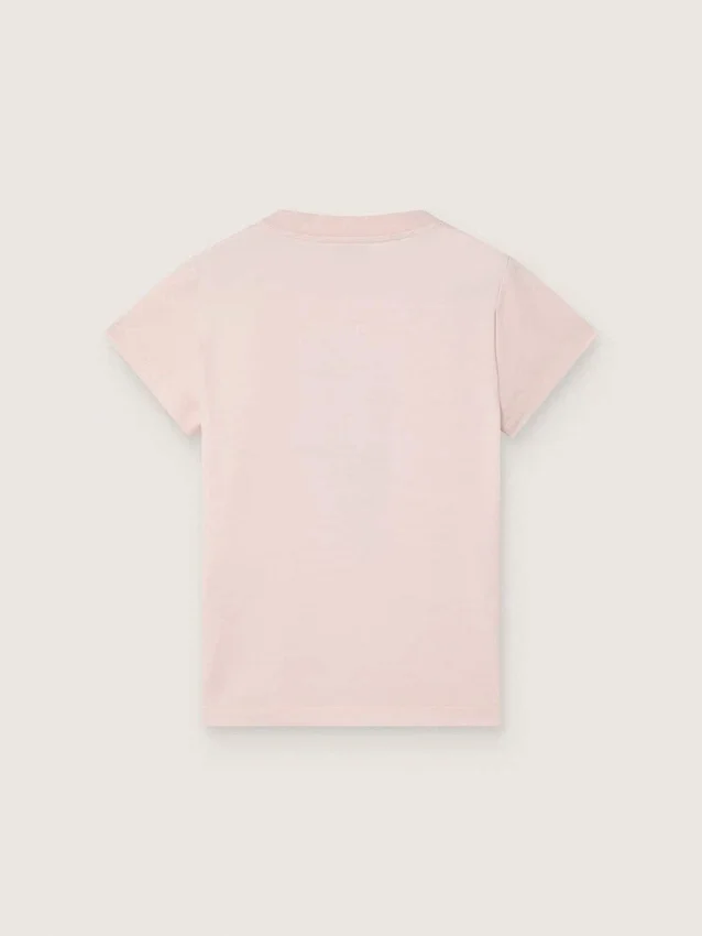 „Journey“-Hemd für Mädchen aus rosa Baumwolljersey mit digitalem Maskottchen-Print