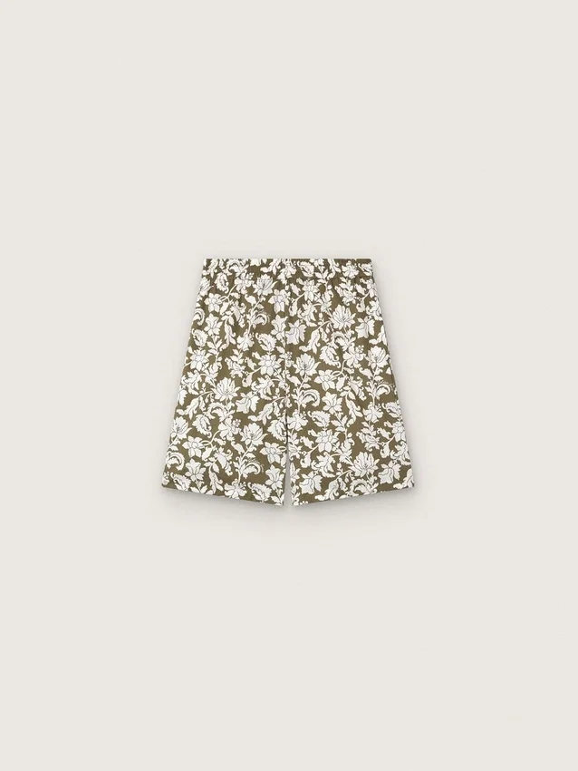 Journey Jungen-Shorts aus Baumwoll-Canvas mit grün-weißem Blumenprint