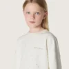 „Journey“-Mädchen-Sweatshirt aus weißer Baumwolle mit Kristallen und Logo